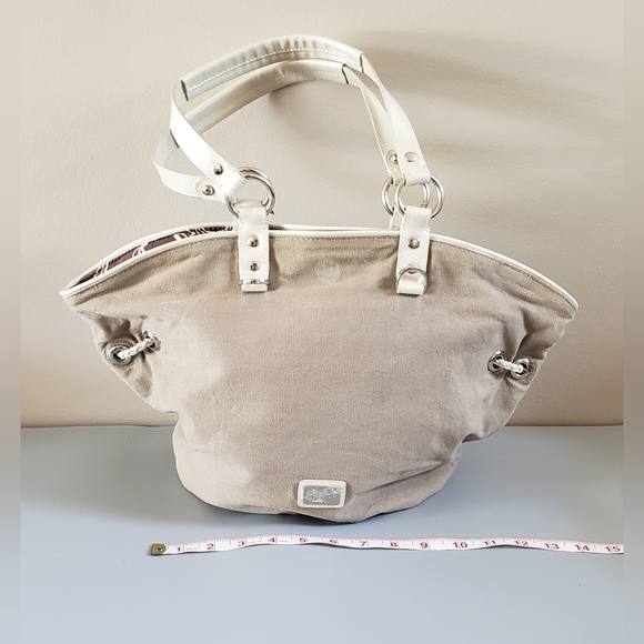 Beijo Handbags - Beijo Canvas Brown & Tan Convertible/Reversible Handbag Purse Shoulder B…